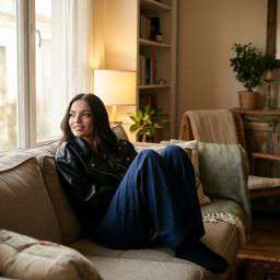 Karla Linen Leather - Living Room Relaxation [VAR:2] [Rotated 46° Right]